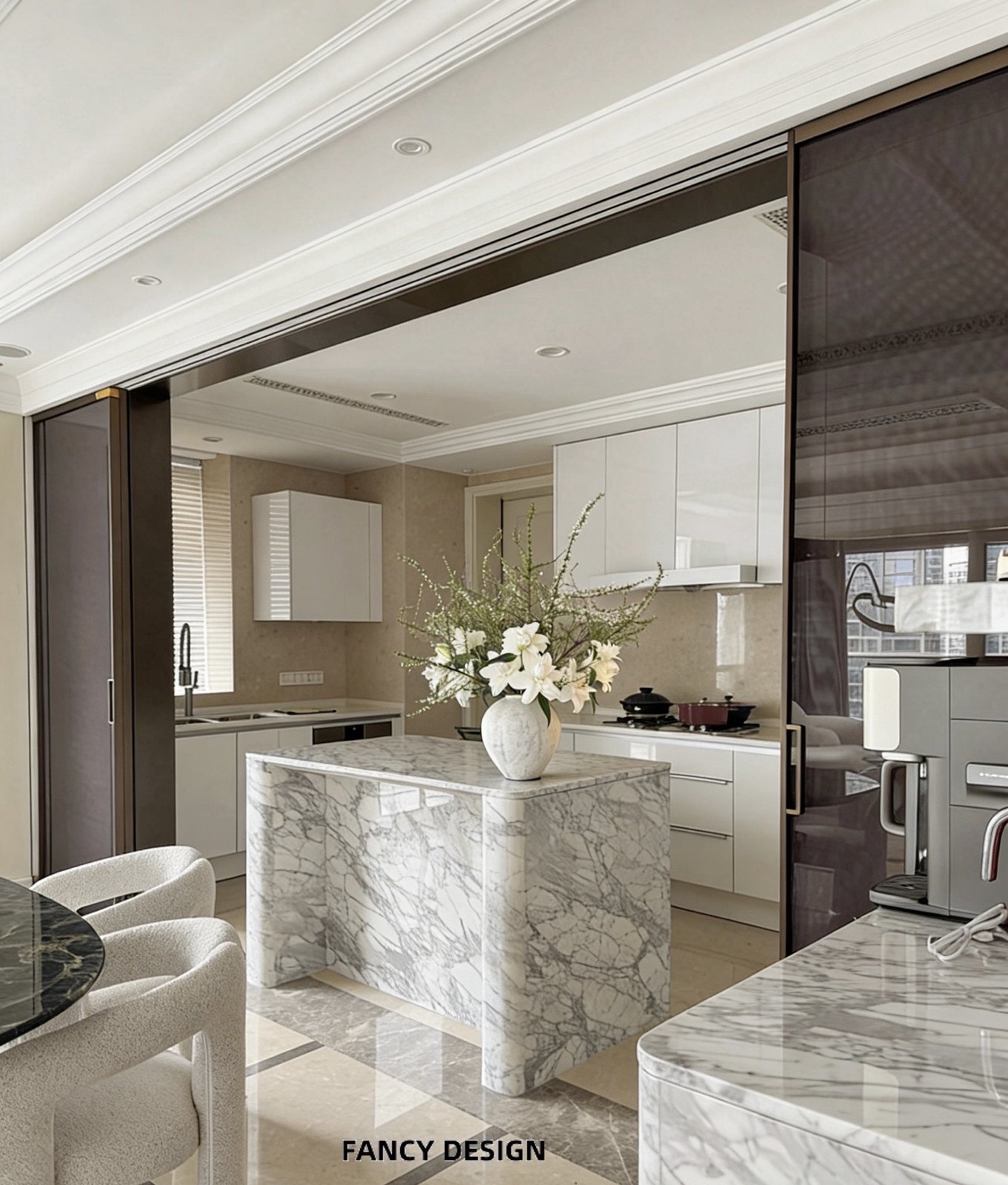 Puxi residence marble kitchen
